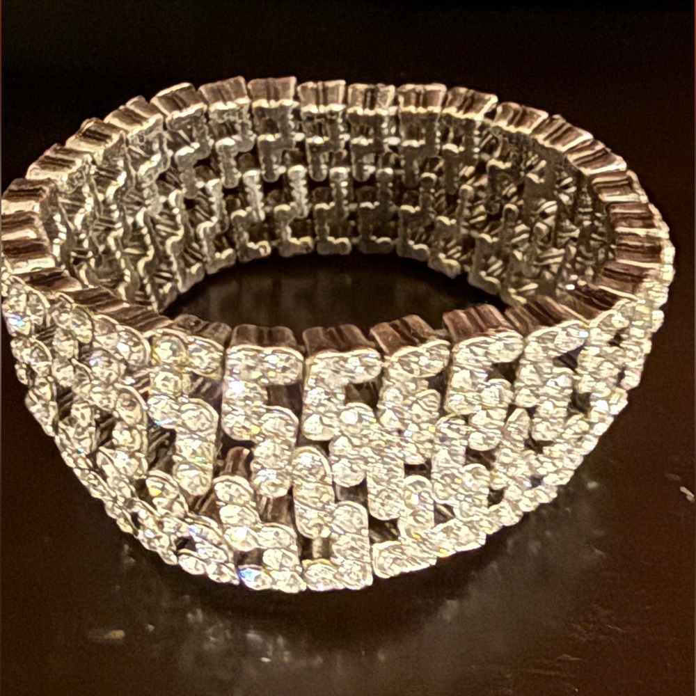 Silver Rhinestone Stretch Bracelet - Picture 3 of 4